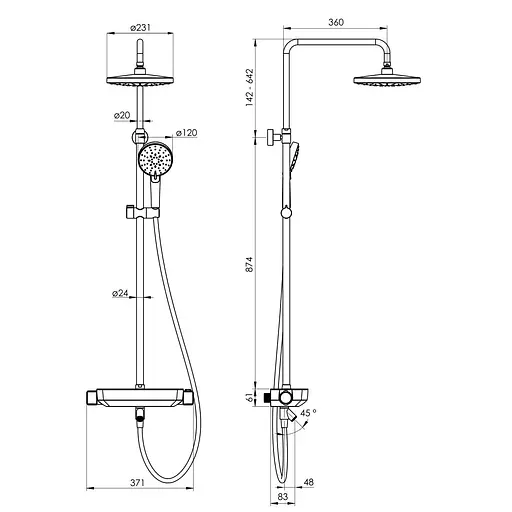 Душова система Imprese Centrum LX T-10230LX, Хром - фото 3