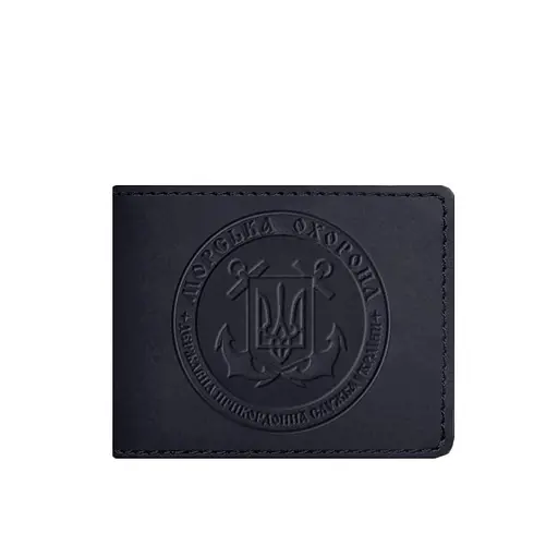 Кожаная обложка на удостоверение Морской охраны темно-синяя Crazy Horse - фото 6