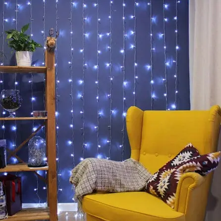 Гірлянда штора Водоспад 240-B велика лампа 3D led blue 3х2м (силіконовий провід з подовженням) - фото 9
