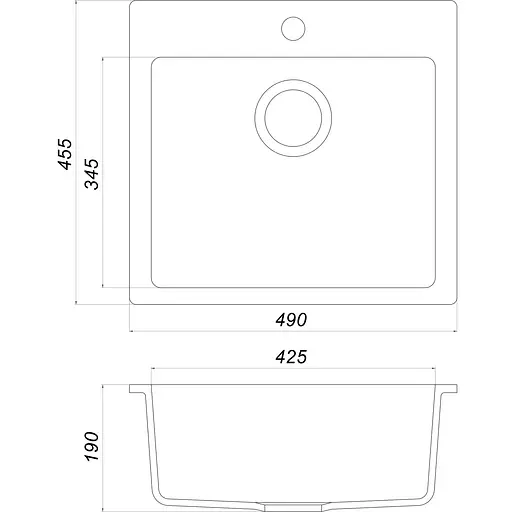 Гранітна мийка Globus Lux Aosta графiт 490x455мм-А0001 000023568, Графит - фото 5