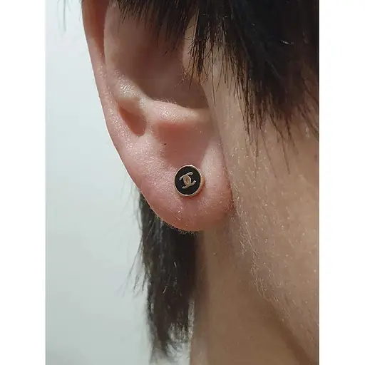 Золоті сережки-пуссети Favoritum з емаллю. 210103 - фото 2