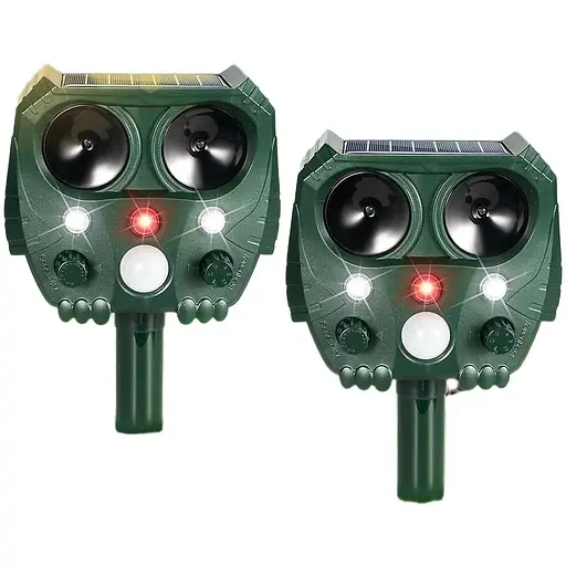 Солнечный отпугиватель вредителей из 2 шт. со стробоскопом, ультразвуковой, отпугивает белок, собак, енотов, кроликов, скунсов, для сада.