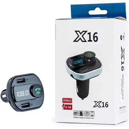 Автомобільний Bluetooth модулятор трансмітер FM USB зарядка X16 Wireless Car KIT Чорний - фото 3