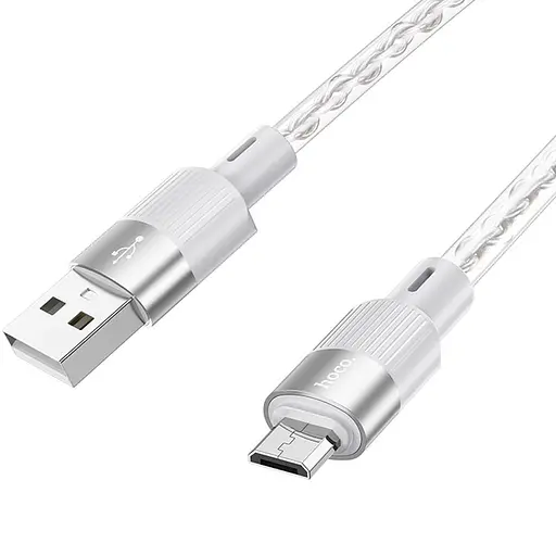 Дата кабель Hoco X99 Crystal Junction USB to MicroUSB (1m) Gray - фото 3