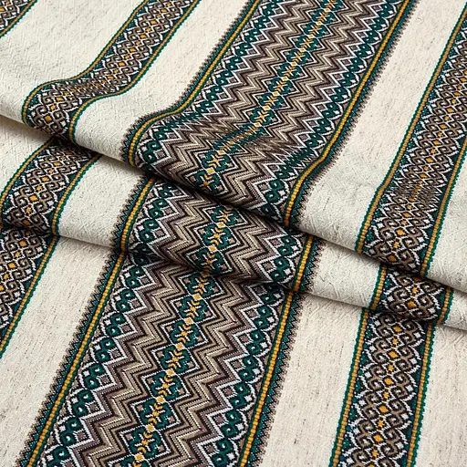 Лляна тканина з українським орнаментом "Рандеву" (від 1 м) - фото 1