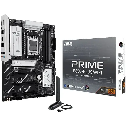 Материнская плата Asus AM5 Prime B850-PLUS WIFI, B850, 4xDDR5, Int.Video (CPU), 4xSATA3, 3xM.2, 1xPCI-E 5.0 x16, 1xPCI-E 4.0 x16, 2xPCI-E 3.0 x16, Realtek 7.1, Realtek 2.5Gb, WiFi 6E, Bluetooth 5.3, 8xUSB 3.2 / 8xUSB 2.0, HDMI/DP, ATX - фото 2