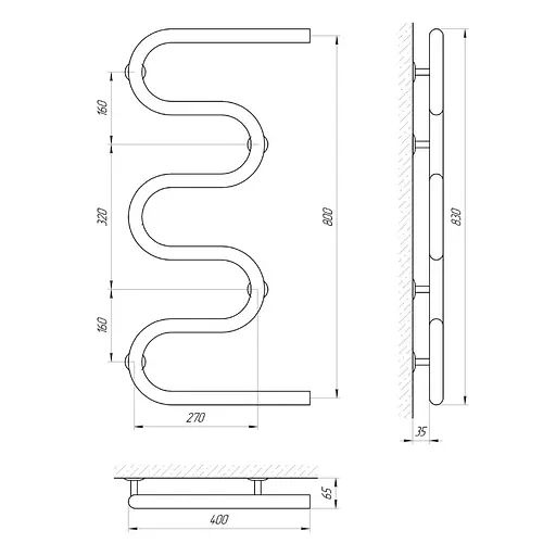 Полотенцесушитель Laris Змеевик 30 РС5 400x800 1/2'' 71207234, Хром - фото 2