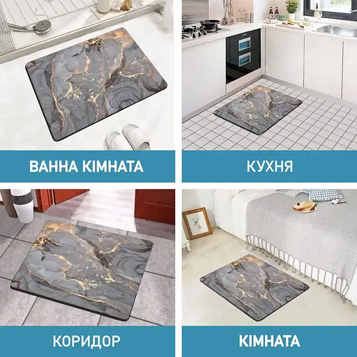Суперпоглощающий Диатомитовый Коврик Aquarius для ванной 60 х 90 см Серый Мрамор - фото 8