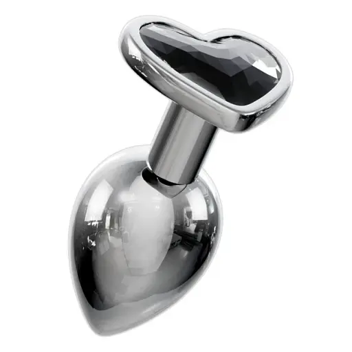 Металлическая анальная пробка I’MCUM Crystal Heart Размер L с черным кристаллом (IM-KGS005_L) - фото 3