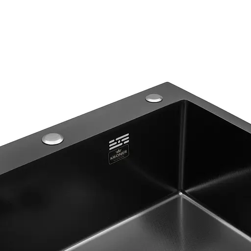 Кухонна мийка Kroner KRP Derby - 6050HM PVD (2,5/0,5 мм) CV027242, Чорний - фото 5