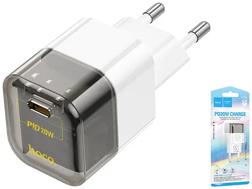 Адаптер питания - зарядное устройство Hoco C125a 25 W 1 USB-C прозрачный черный - фото 2