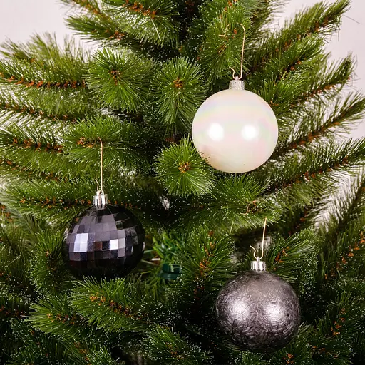 Елочные шарики Chomik пластиковые графит с перламутром 8 см 9 шт. (GIF3041) - фото 2