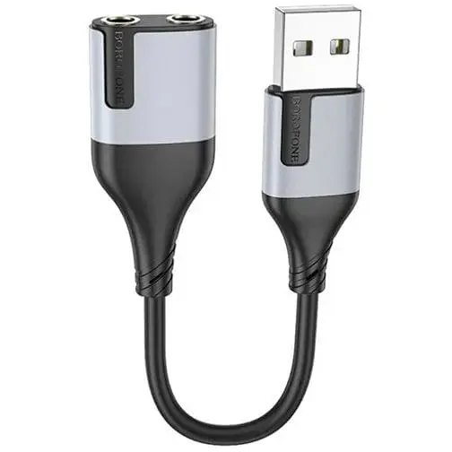 Адаптер зовнішня звукова карта Borofone BV19 Creator перехідник USB to 3.5 мм