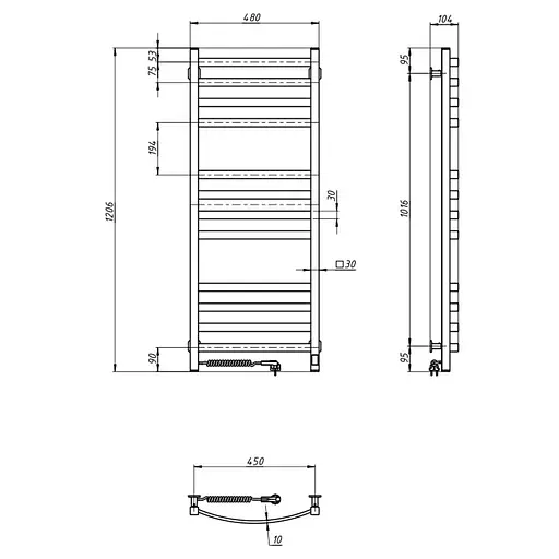 Електрична рушникосушка Navin Avalon 480x1200 Sensor ліва, біла 10-043153-5010, Білий, Ліве, Електронний - фото 9