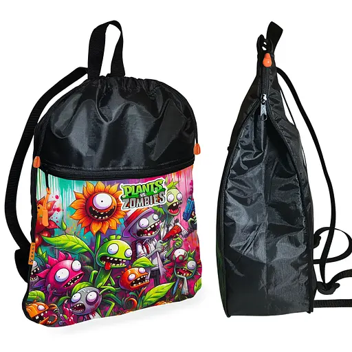 Рюкзак-мішок для взуття, спортивної форми Рослини Проти Зомбі дитяча сумка для змінки з розширювачем (01380)