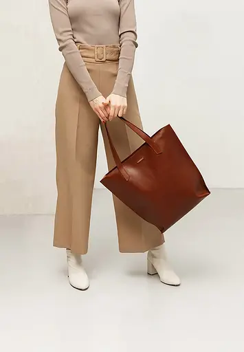 Шкіряна жіноча сумка шоппер D.D. світло-коричнева - фото 8