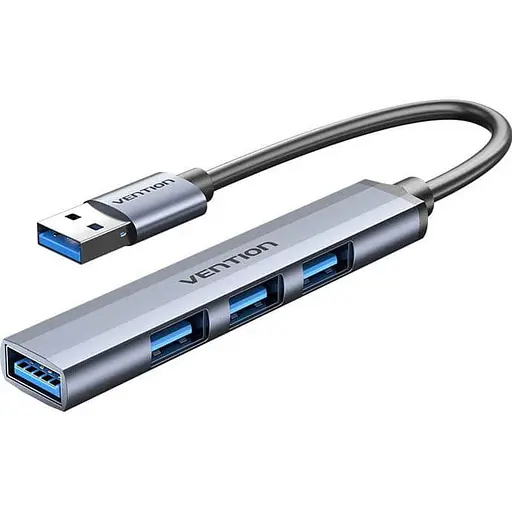 Хаб USB 3.0 - 1xUSB 3.0/3xUSB 2.0, 0,15 м, 5 Гбит/с, Grey Vention - фото 1