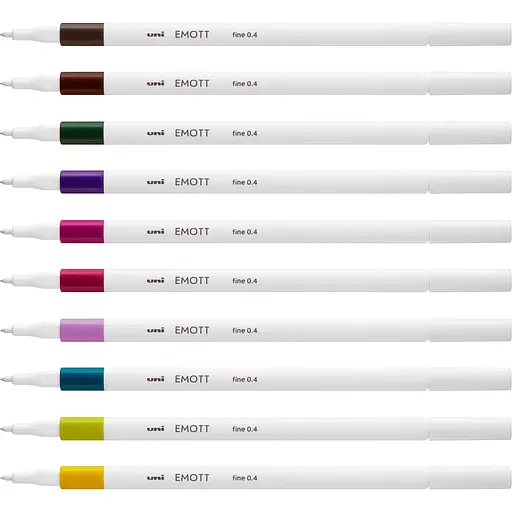 Набор лайнеров Uni Emott Fine Line Calm-tone Dark Color 0.4 мм 10 цветов (PEM-SY/10C.03CTDC) - фото 3