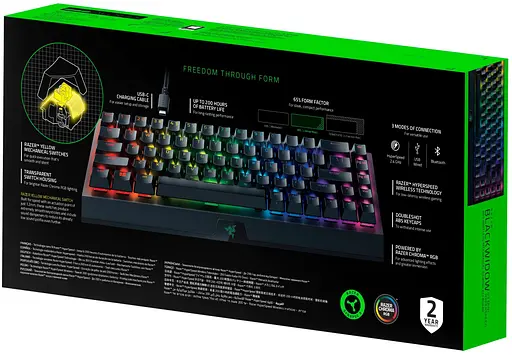 Клавіатура Razer BlackWidow V3 Mini Hyperspeed Yellow Wireless Black (RZ03-03890700-R3R1) - фото 7