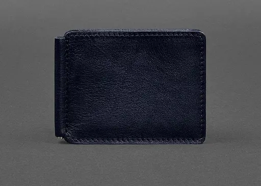 Кожаное портмоне 13.0 зажим синий краст - фото 1