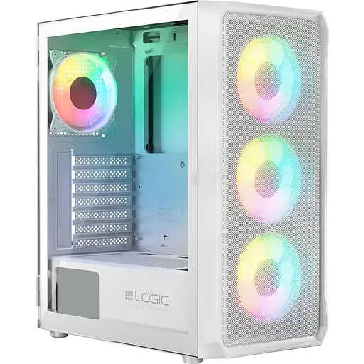 Корпус LogicConcept PORTOS MESH+GLASS ARGB белый, без блока питания (AT-PORTOS-20-0000000-0002) - фото 1