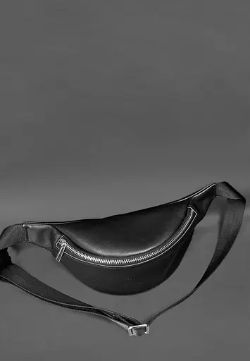 Шкіряна поясна сумка-бананка Kanny чорна - фото 3