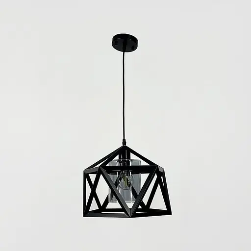 Світильник лофт із графітовим плафоном у каркасі чорного кольору Ø 30х28 см | Line F | Арт. 12203/1 BK+GR - фото 1