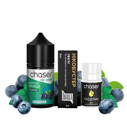 Набор компонентов для самозамеса солевой заправки CHASER For Pods BALANCE NEW 30 мл Черника Ментол, 0-50 мг (15631)