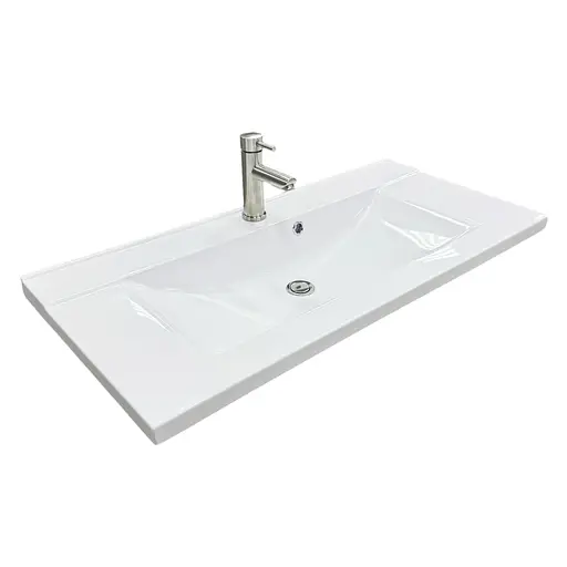 Набір для ванної кімнати Adamant раковина умивальник QUANTO 100 штучний камінь прямокутна з сифоном Click-Clack + змішувач - фото 2