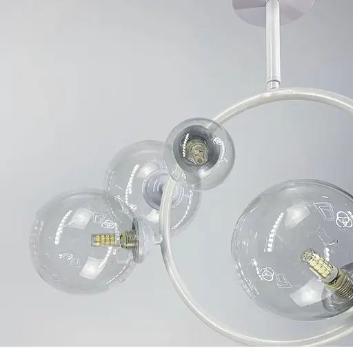 Потолочная люстра в форме белого кольца с прозрачными плафонами Bubble Line.F H 069/5 WT - фото 4