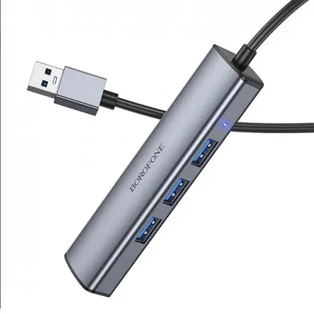 Хаб адаптер Borofone DH12 Smart 4-in-1 converter (Usb to Usb3.0x4) кабель 1.2 метра - фото 3