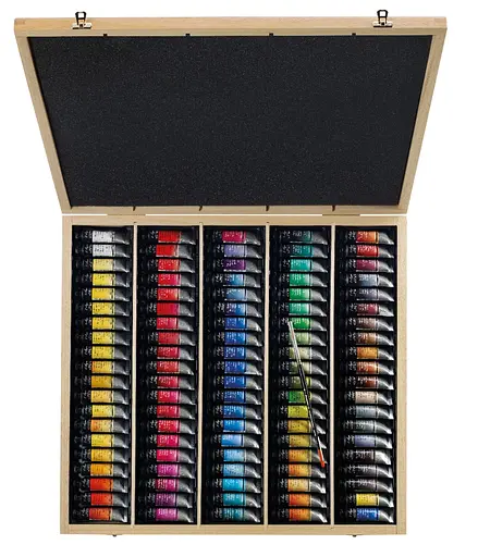 Подарочный набор акварельных красок Sennelier L'Aquarelle 98 цветов + 1 кисть 100 тюбиков 10 мл, дерево - 0,33 жидкой унции + 1 кисть - фото 2