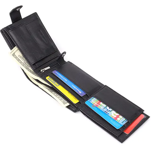 Місткий чоловічий гаманець горизонтальний з натуральної шкіри ST Leather 11.5х9.5х3 см acs0029631 - фото 8