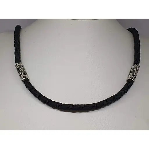 Ювелірний шнурок Меридіан 925 з текстилю з срібними вставками. 846/5 60 - фото 2