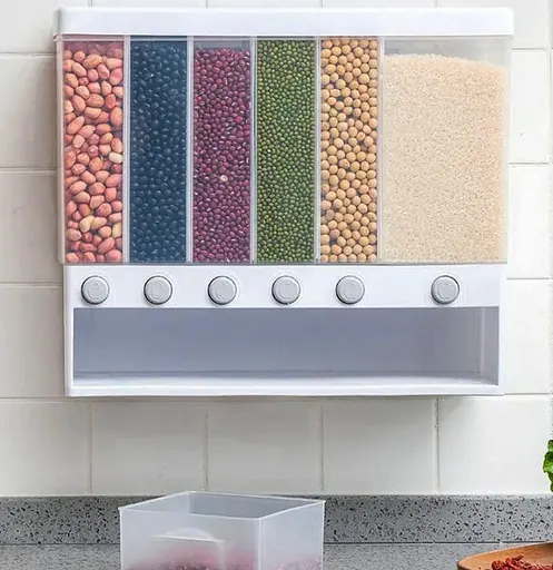 Органайзер для сипучих продуктів Assorted grain rice bucket JC-2170 Диспенсер для круп 6 секцій - фото 3