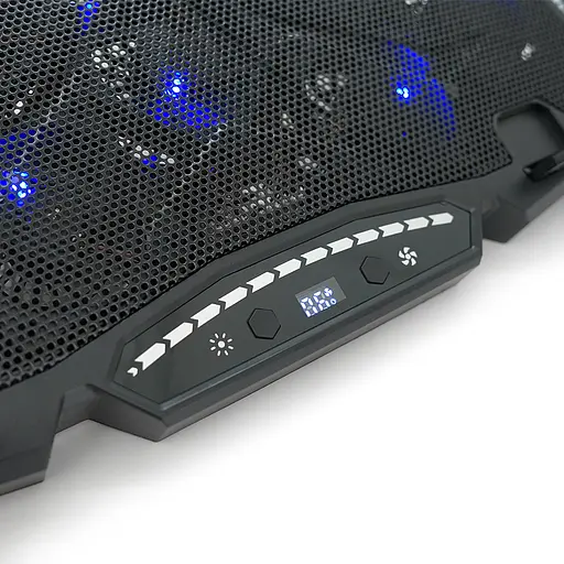 Підставка під ноутбук IceCoorel K12, 10-17", 15 * 60mm 2500±10% RPM, корпус пластик + алюміній, TYPE-C + USB, 400x305x39mm, Black, Box, Q10 - фото 2