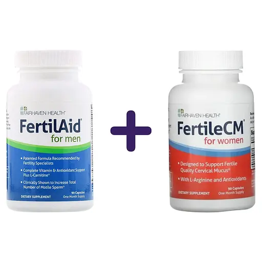 Набір: репродуктивне здоров'я чоловіків Fairhaven Health FertilAid for men 90 капсул + репродуктивне здоров'я жінок Fairhaven Health FertileCM 90 капсул