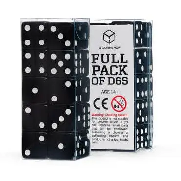 Набір кубиків Q-Workshop Full Pack of D6: Black&White (20 шт.) (S20601) - фото 1