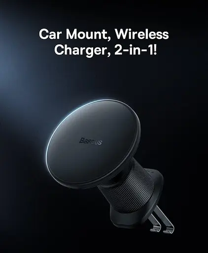 Держатель с беспроводной зарядкой для авто Baseus CW01 Magnetic 15W черный - фото 7