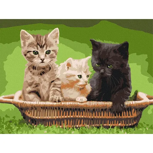 Картина по номерам на підрамнику Brushme Кошенята в корзині - фото 1