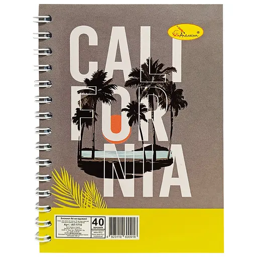 Блокнот А6 Апельсин АП-1710, 40 листов, пружина сбоку Вид 1 - фото 1