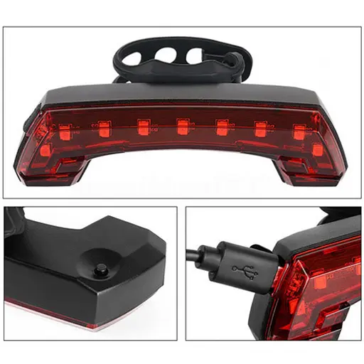 Задняя велофара BG-806-11SMD (красный) ЗУ + micro USB + звонок + поворотники - фото 6