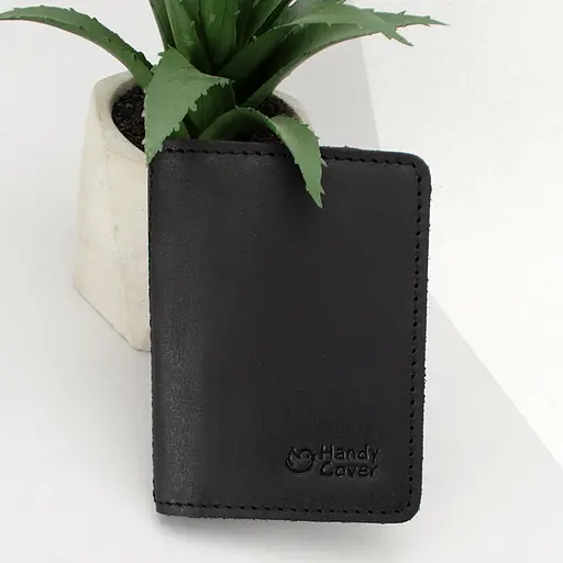 Обложка кожаная на ID паспорт, права Handycover HC0047 черная - фото 1