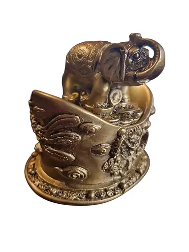 Статуетка скринька Грошовий слоник на чаші з монетами - фото 2