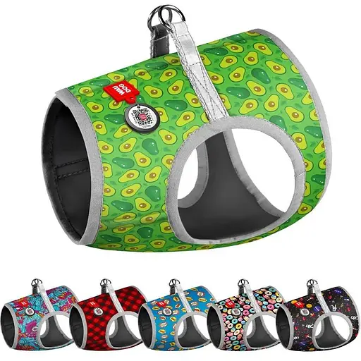 Шлея для собак Waudog Clothes м'яка з QR паспортом, малюнок "Авокадо", XS2 - фото 4