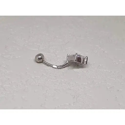 Серебряная серьга для пирсинга пупка с фианитами. 818-2104Р - фото 3