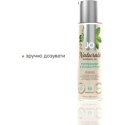 Масажна олія System JO - Naturals Massage Oil - Peppermint & Eucalyptus 120 мл - фото 3