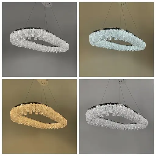 Кільцева овальна кришталева люстра в хромі 80х38 см | Арт. 33038L-800*380 CH | Line F - фото 3