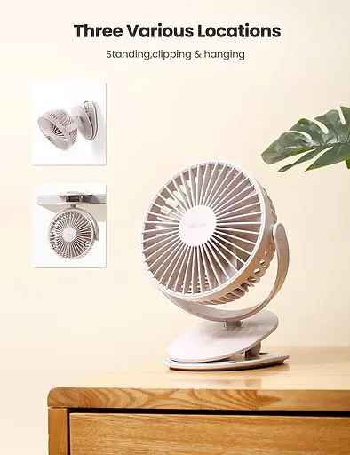 Настольный  электрический вентилятор UGREEN USB-C MULTIFUNCTIONAL FAN #80907 с защитной решеткой и прищепкой - фото 4