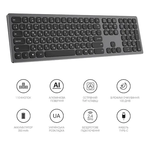 Клавіатура OfficePro SK1550 Wireless Black (SK1550B) - фото 9